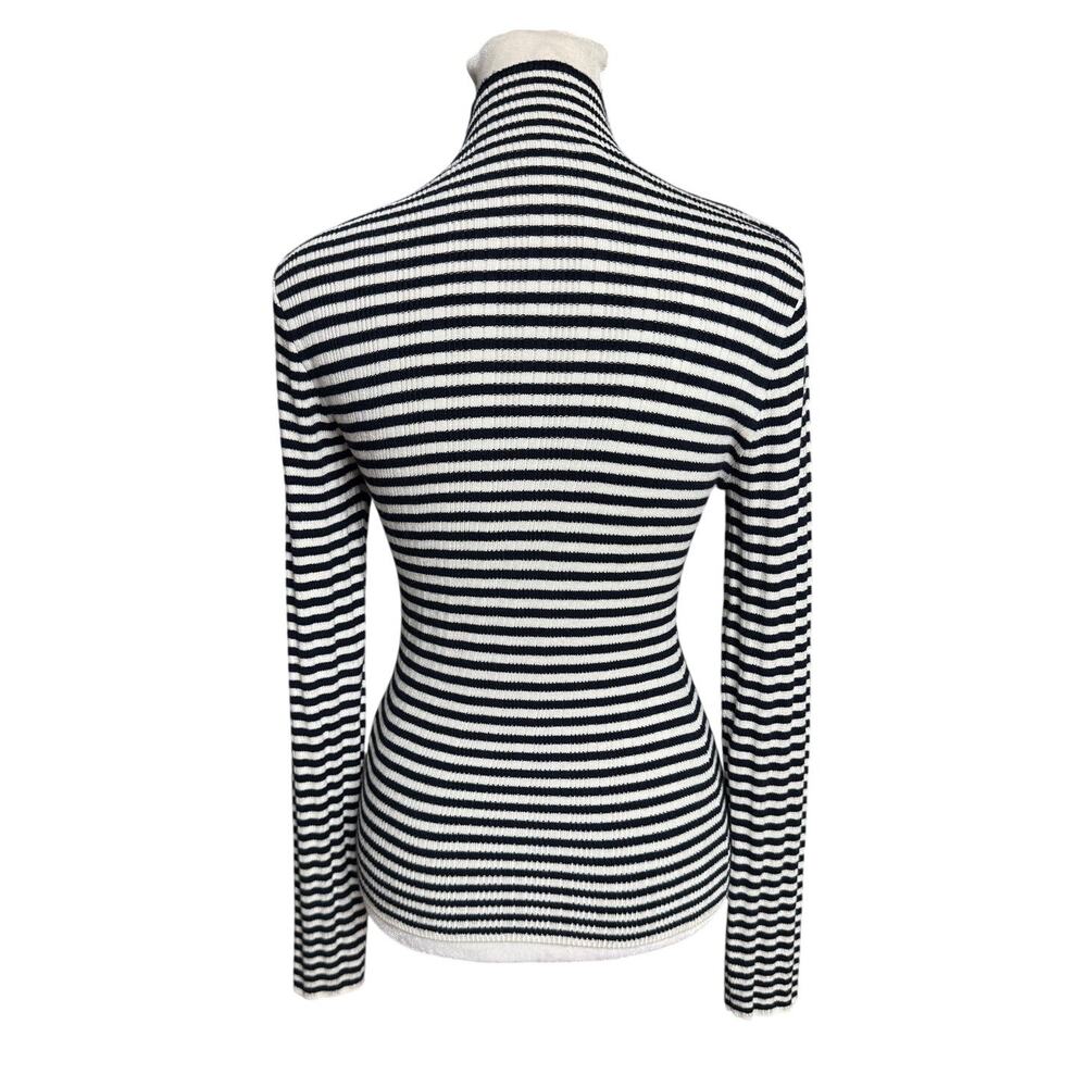 Abercrombie Black White Striped Ribbed Turtleneck Top Small - Picture 3 of 9